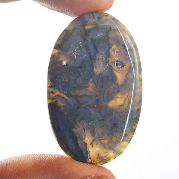 gemsmore:Natural Moss Agate Oval Shape Genuine Gemstone