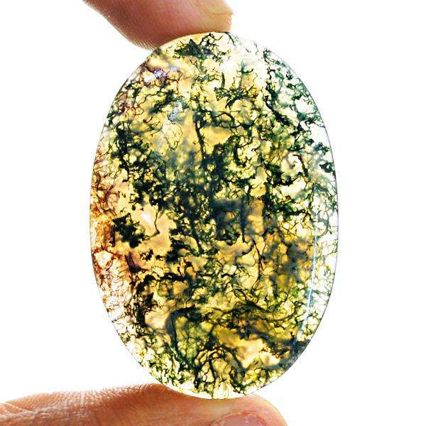 gemsmore:Natural Moss Agate Oval shape Loose Gemstone