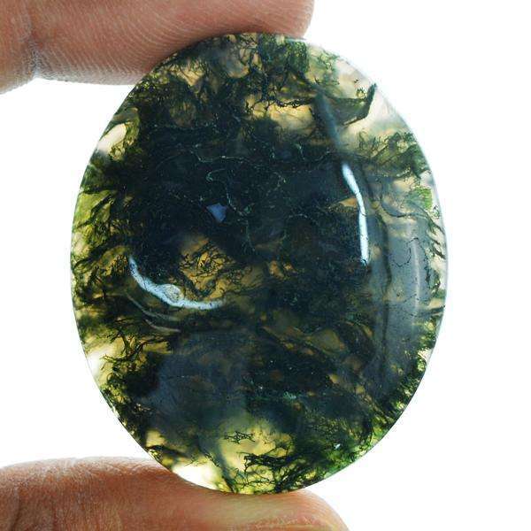 gemsmore:Natural Moss Agate Oval shape Untreated Loose Gemstone