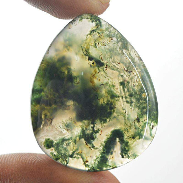 gemsmore:Natural Moss Agate Pear Shape Loose Gemstone