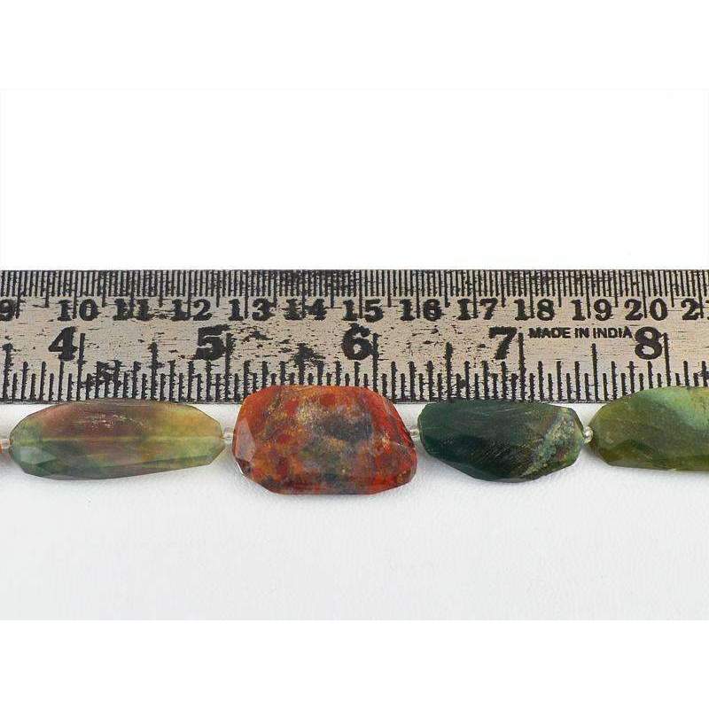 gemsmore:Natural Moss Agate Strand Faceted Drilled Beads