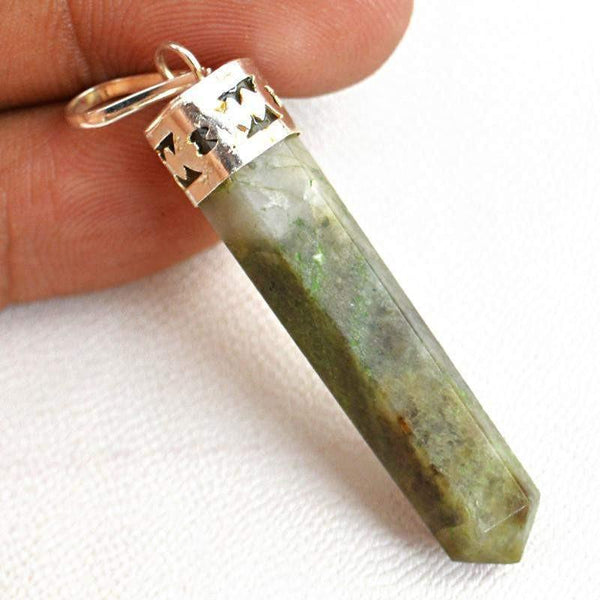 gemsmore:Natural Moss Agate Untreated Healing Point Pendant