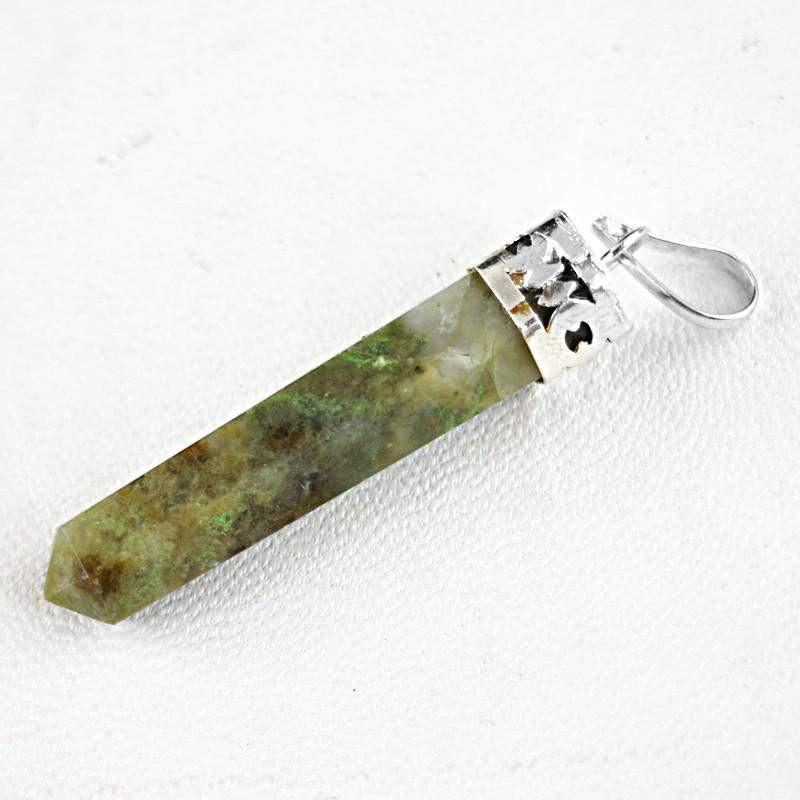 gemsmore:Natural Moss Agate Untreated Healing Point Pendant