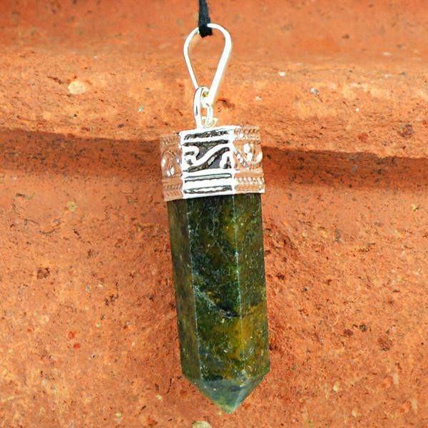 gemsmore:Natural Moss Agate Untreated Healing Point Pendant