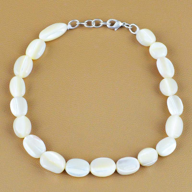 gemsmore:Natural Mother Pearl Bracelet Oval Shape Unheated Bracelet