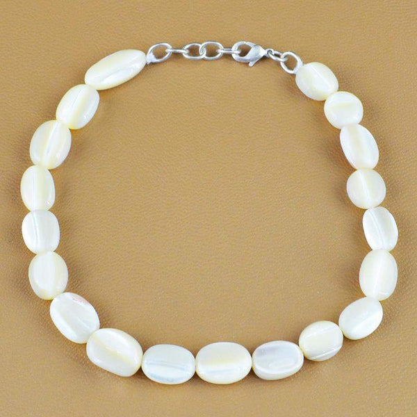 gemsmore:Natural Mother Pearl Bracelet Oval Shape Unheated Bracelet