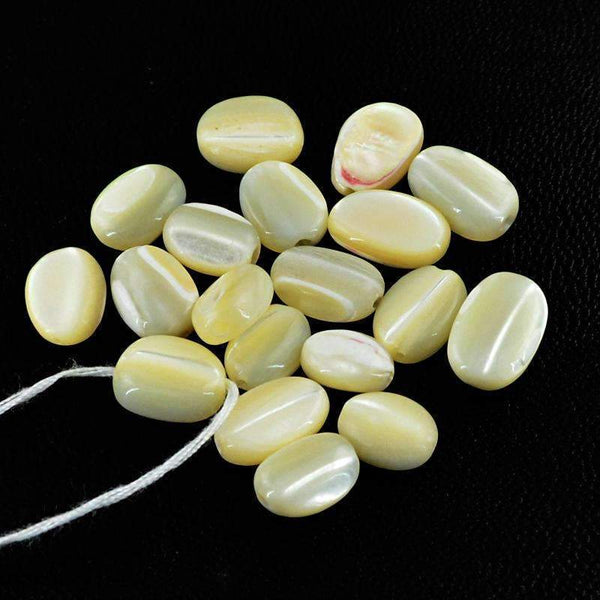 gemsmore:Natural Mother Pearl Drilled Beads Lot - Oval Shape