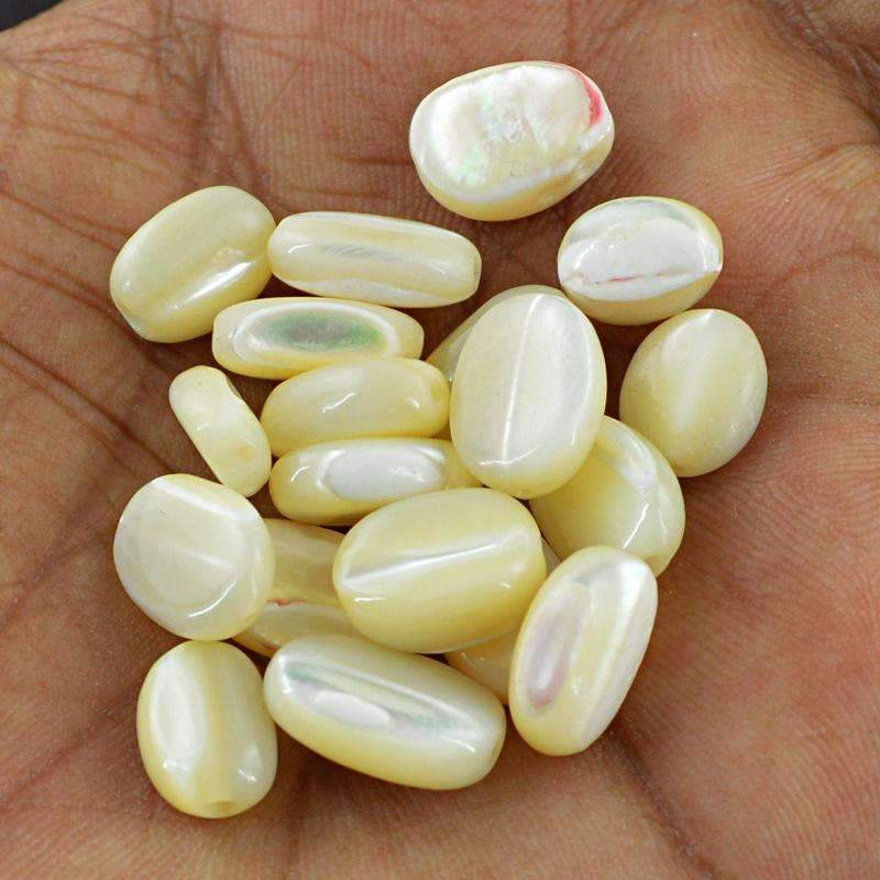 gemsmore:Natural Mother Pearl Drilled Beads Lot - Oval Shape