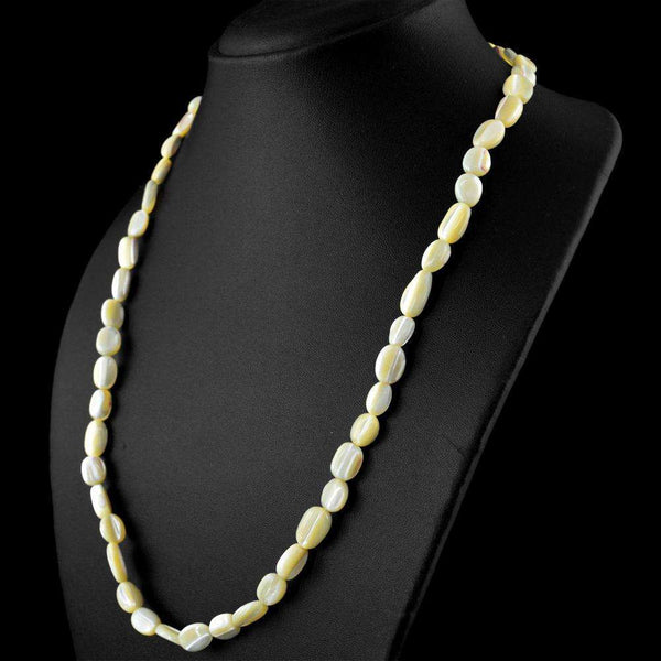 gemsmore:Natural Mother Pearl Necklace - 20 Inches Long Oval Shape Beads