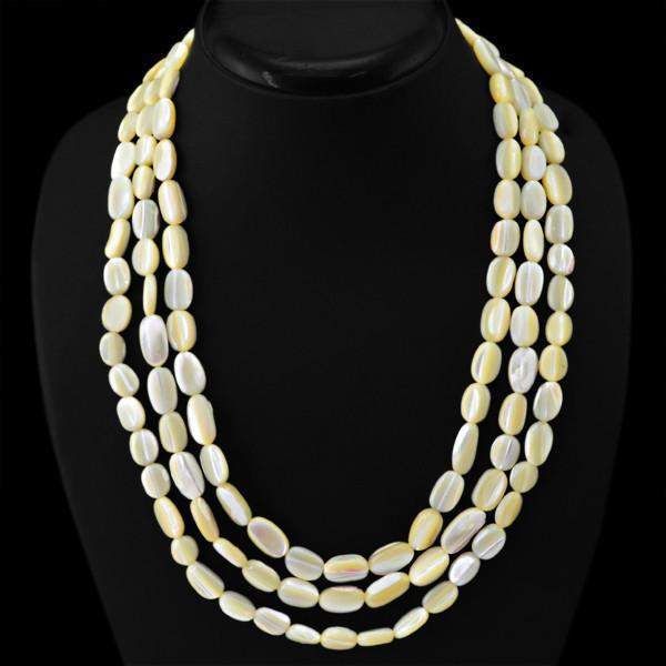 gemsmore:Natural Mother Pearl Necklace Oval Beads