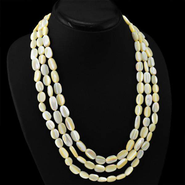 gemsmore:Natural Mother Pearl Necklace Oval Beads