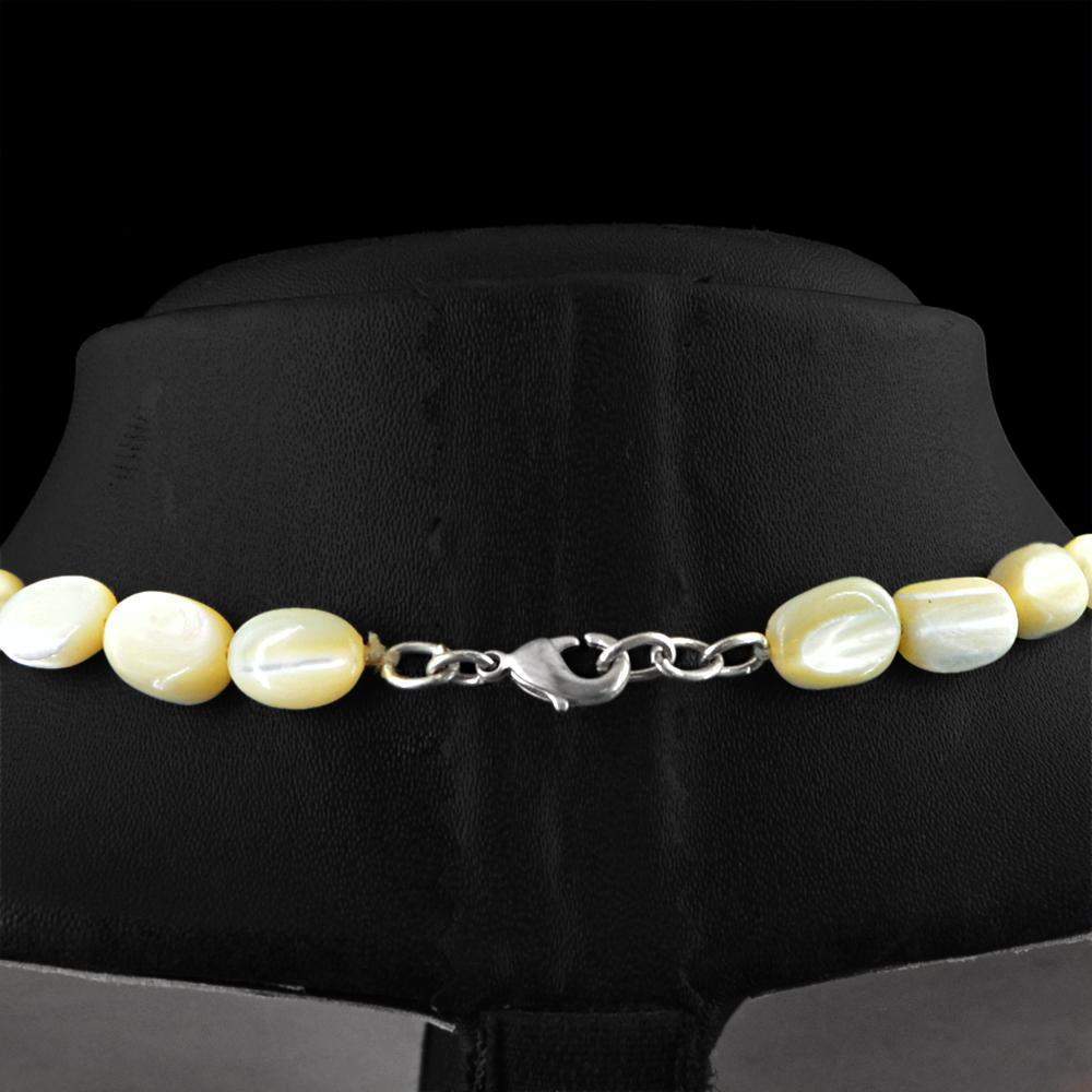 gemsmore:Natural Mother Pearl Necklace Single Strand Oval Beads