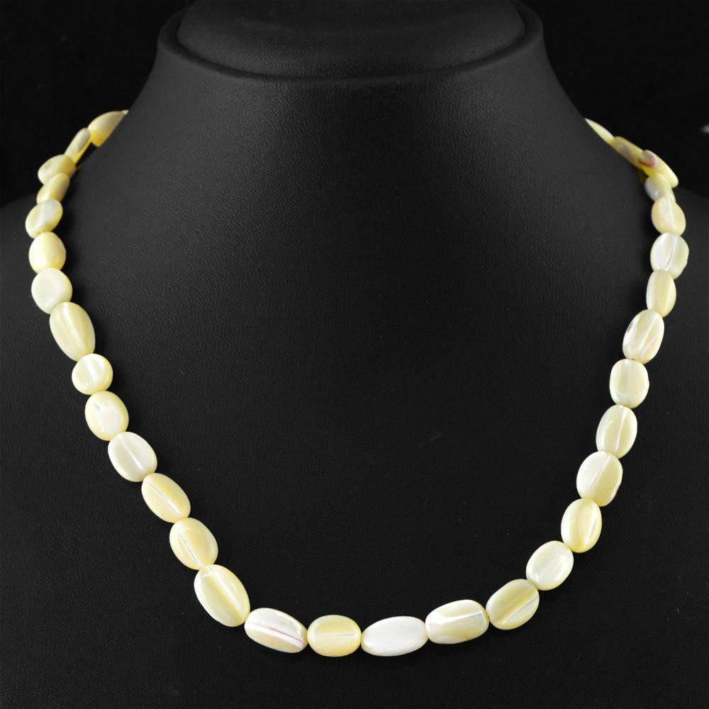 gemsmore:Natural Mother Pearl Necklace Untreated Beads