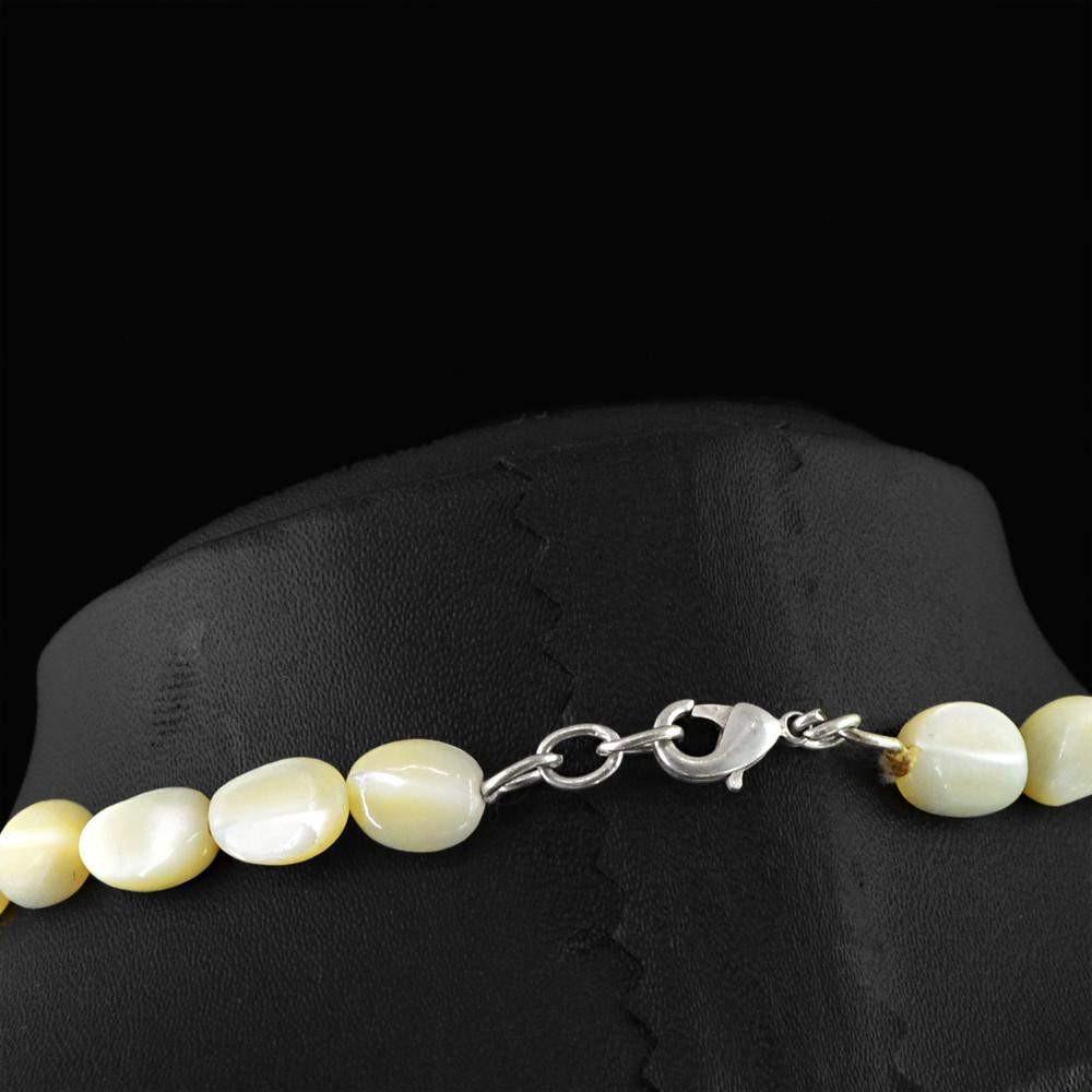 gemsmore:Natural Mother Pearl Necklace Untreated Beads