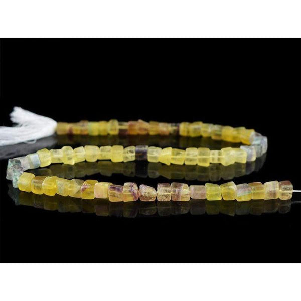 gemsmore:Natural Mulricolor Fluorite Untreated Drilled Beads Strand