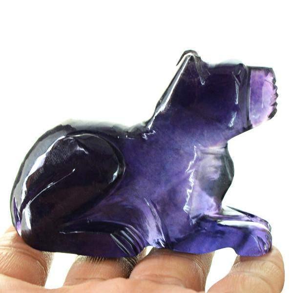 gemsmore:Natural Multi Color Fluorite Carved Dog Gemstone