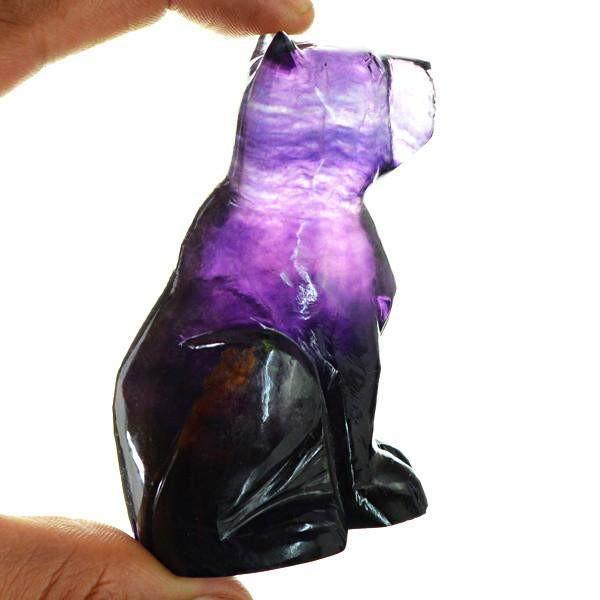 gemsmore:Natural Multi Color Fluorite Hand Carved Dog Gemstone