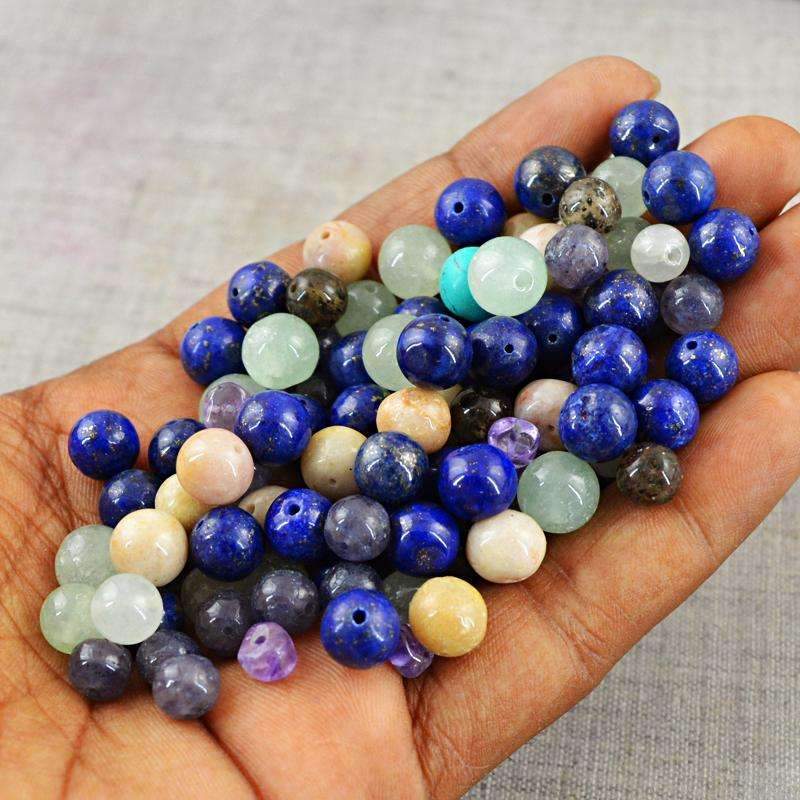 gemsmore:Natural Multi Gemstone Beads Lot - Drilled Round Shape