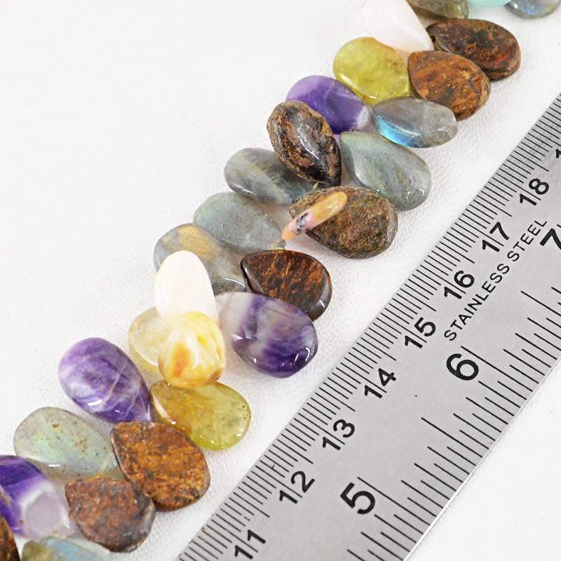 gemsmore:Natural Multi Gemstone Pear Shape Drilled Beads Strand