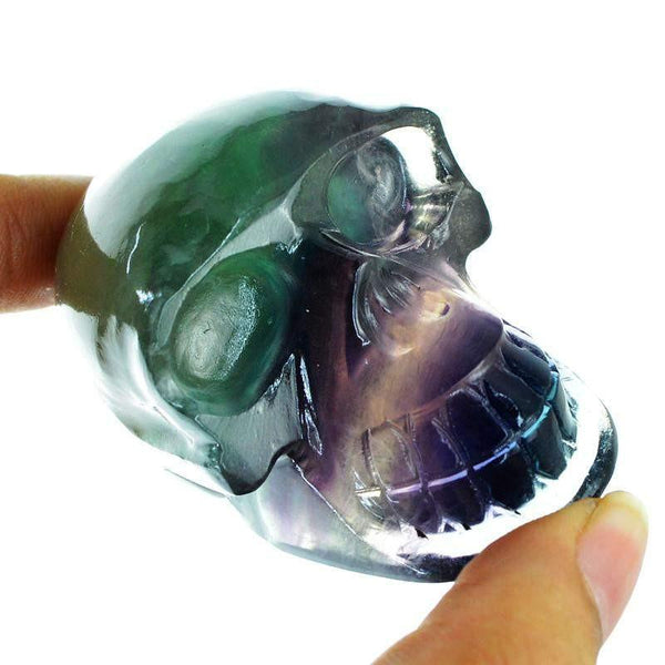 gemsmore:Natural Multicolor Fluorite Artisan Carved Skull