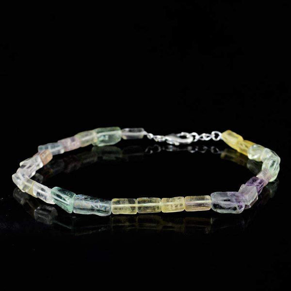gemsmore:Natural Multicolor Fluorite Beads Bracelet