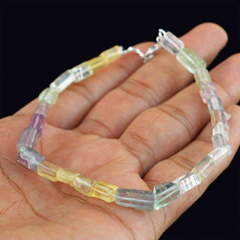 gemsmore:Natural Multicolor Fluorite Beads Bracelet