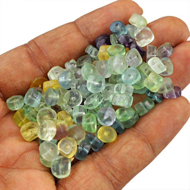 gemsmore:Natural Multicolor Fluorite Beads Lot - Drilled Round Shape