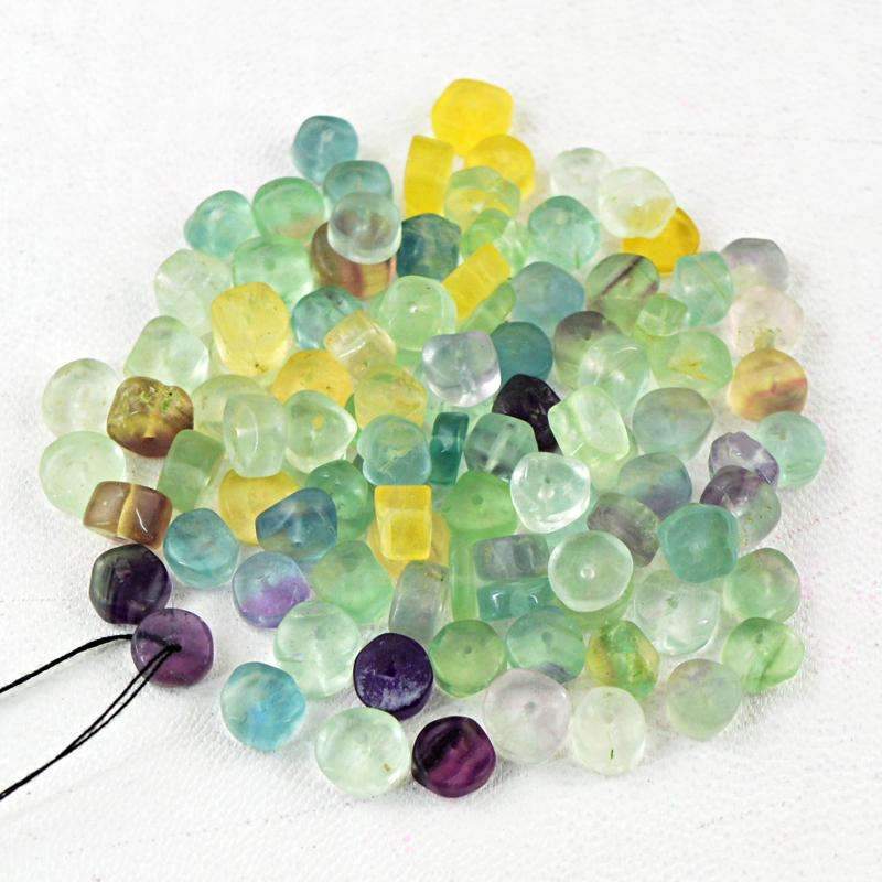 gemsmore:Natural Multicolor Fluorite Beads Lot - Drilled Round Shape