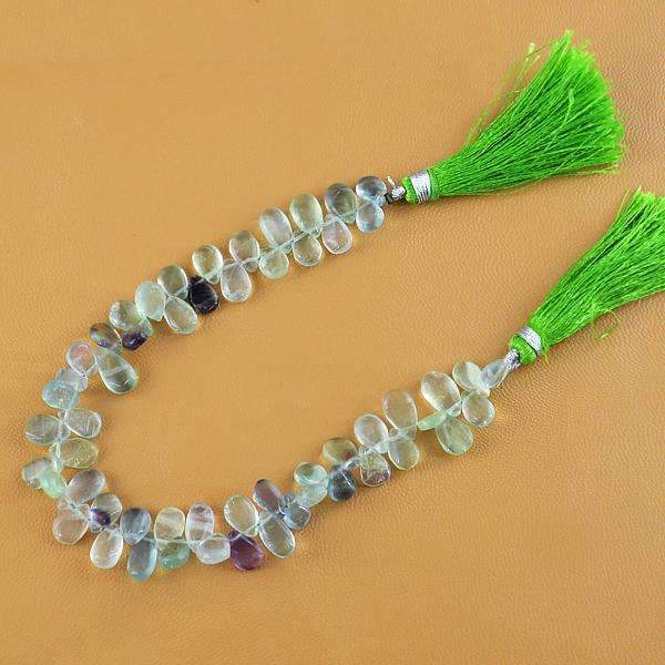 gemsmore:Natural Multicolor Fluorite Beads Strand - Pear Shape Drilled