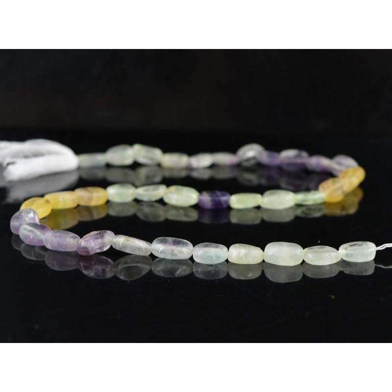 gemsmore:Natural Multicolor Fluorite Beads Strand Oval Shape Drilled