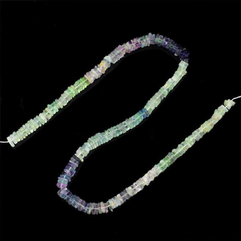gemsmore:Natural Multicolor Fluorite Beads Strand Untreated Drilled