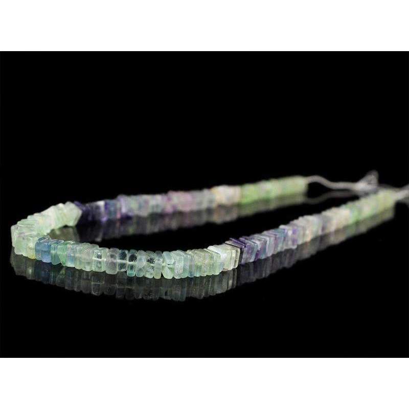 gemsmore:Natural Multicolor Fluorite Beads Strand Untreated Drilled