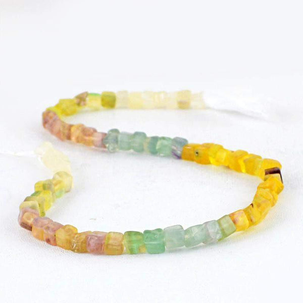 gemsmore:Natural Multicolor Fluorite Beads Strand