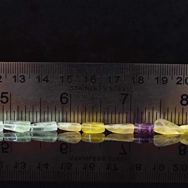 gemsmore:Natural Multicolor Fluorite Beads Strand