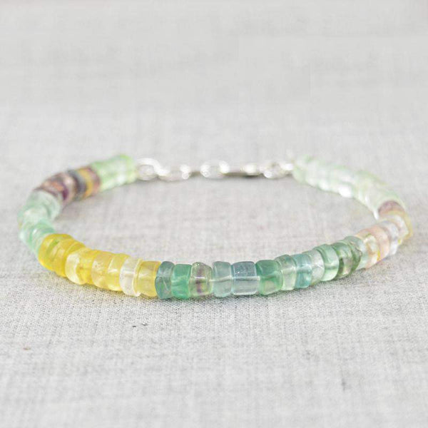 gemsmore:Natural Multicolor Fluorite Bracelet - Round Shape Beads
