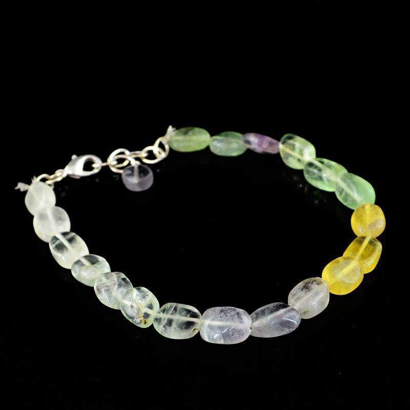 gemsmore:Natural Multicolor Fluorite Bracelet Oval Shape Beads