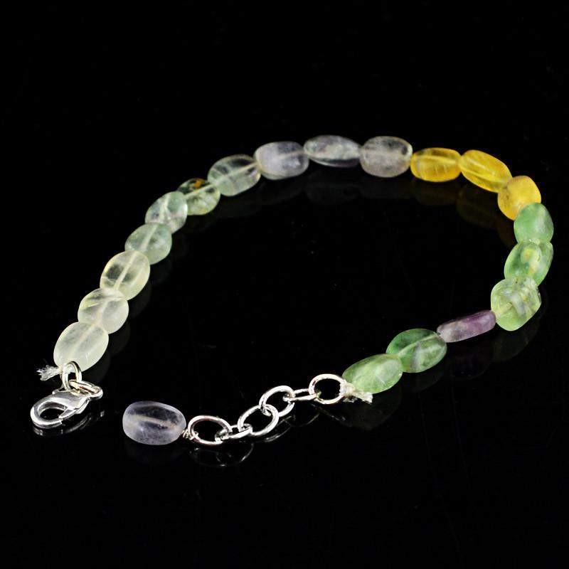 gemsmore:Natural Multicolor Fluorite Bracelet Oval Shape Beads