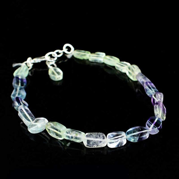 gemsmore:Natural Multicolor Fluorite Bracelet Oval Shape Beads