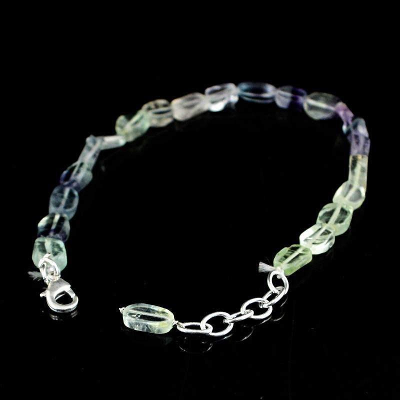 gemsmore:Natural Multicolor Fluorite Bracelet Oval Shape Beads