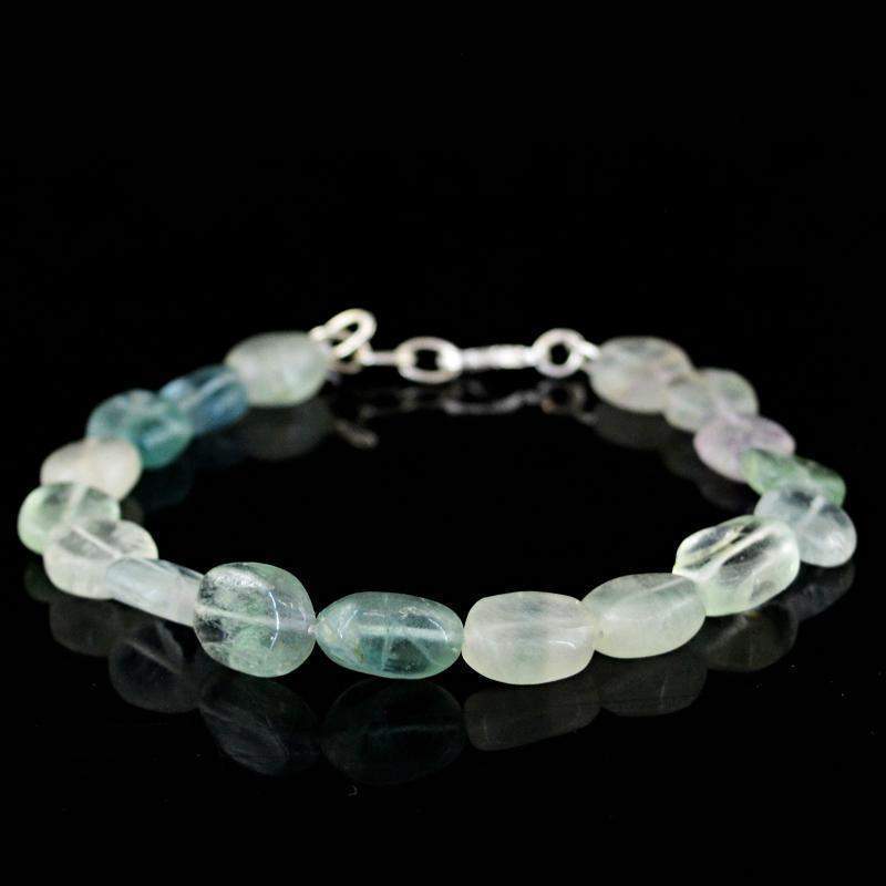 gemsmore:Natural Multicolor Fluorite Bracelet Oval Shape Unheated Beads