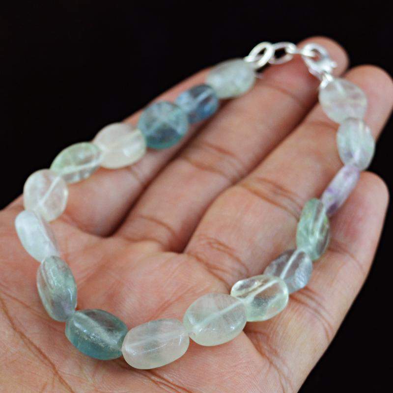 gemsmore:Natural Multicolor Fluorite Bracelet Oval Shape Unheated Beads