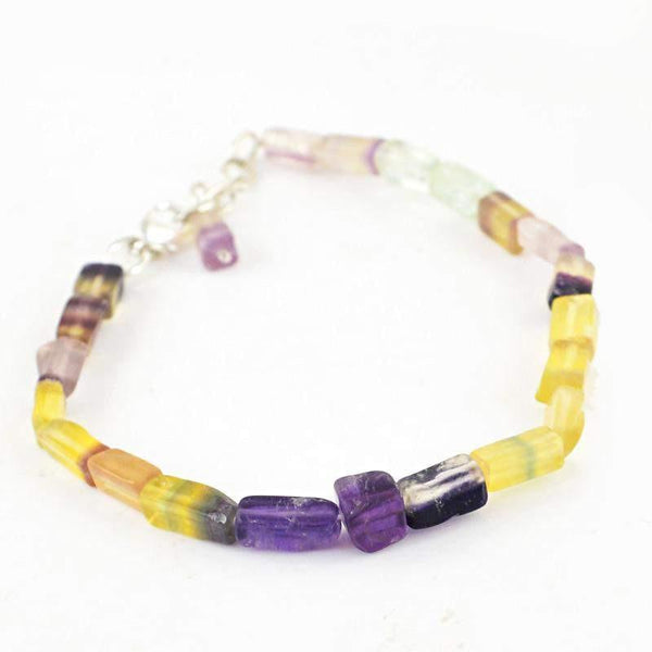 gemsmore:Natural Multicolor Fluorite Bracelet Untreated Beads