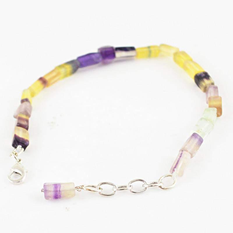 gemsmore:Natural Multicolor Fluorite Bracelet Untreated Beads