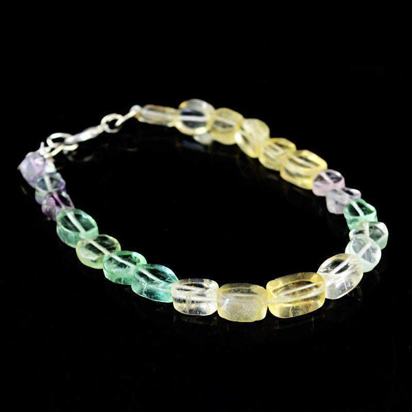 gemsmore:Natural Multicolor Fluorite Bracelet Untreated Beads