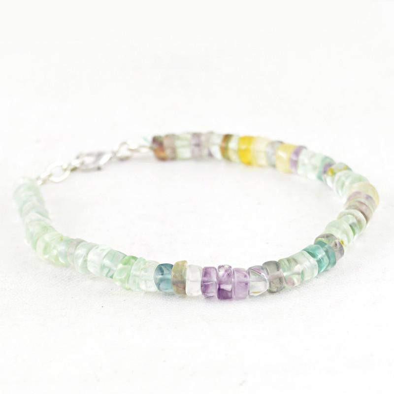 gemsmore:Natural Multicolor Fluorite Bracelet Untreated Round Shape Beads