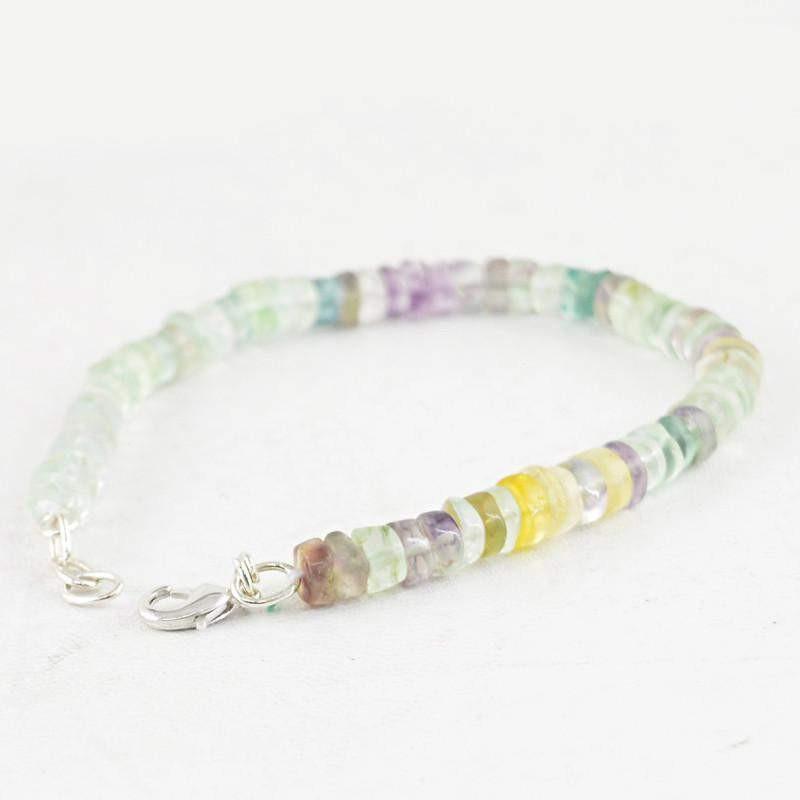 gemsmore:Natural Multicolor Fluorite Bracelet Untreated Round Shape Beads