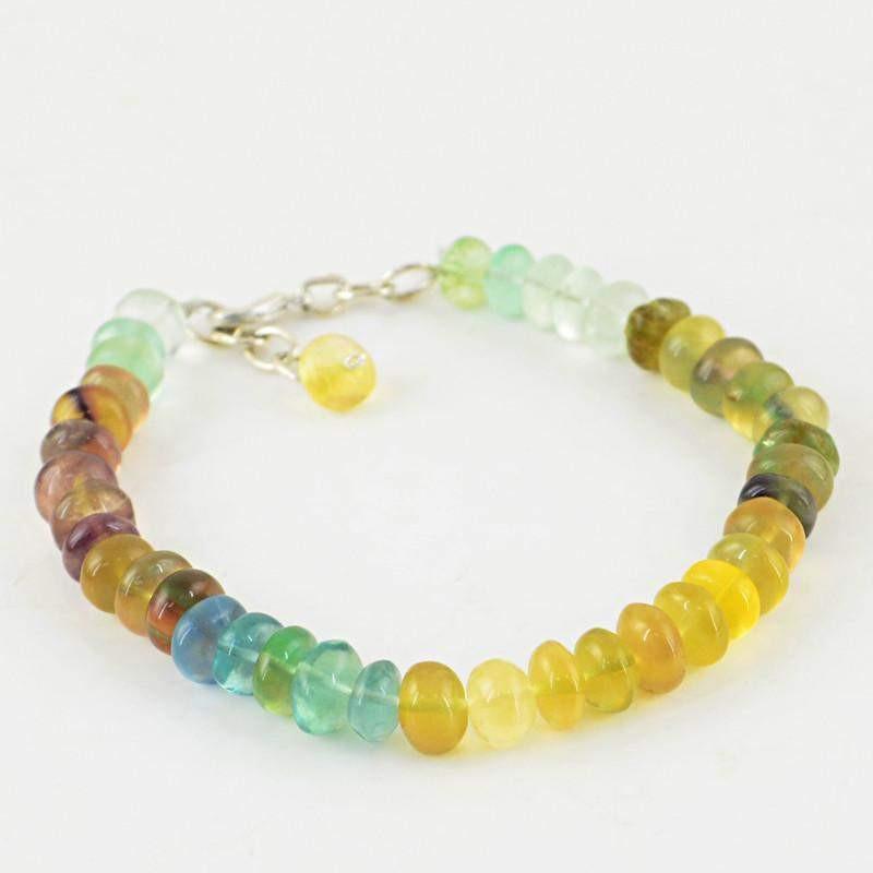 gemsmore:Natural Multicolor Fluorite Bracelet Untreated Round Shape Beads