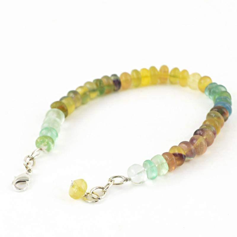 gemsmore:Natural Multicolor Fluorite Bracelet Untreated Round Shape Beads