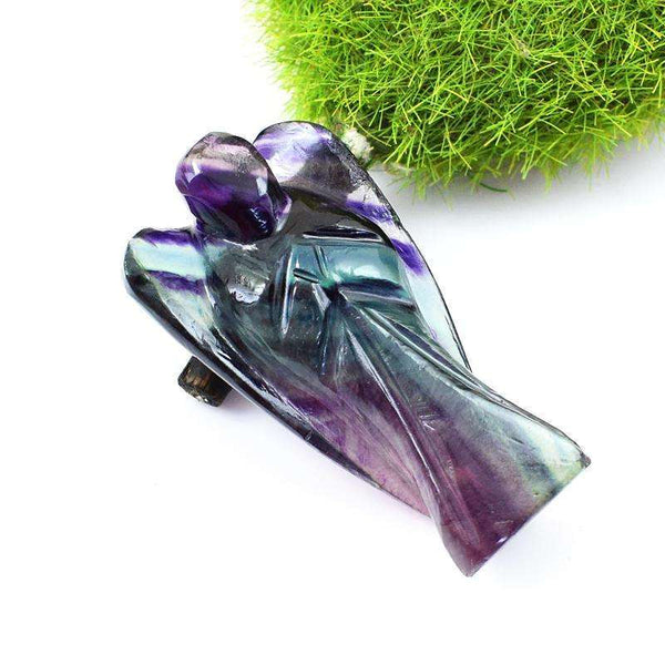 gemsmore:Natural Multicolor Fluorite Carved Healing Angel Gemstone