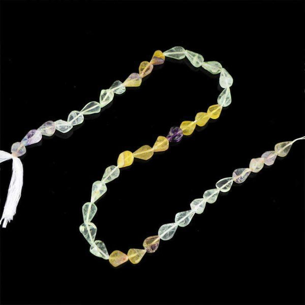 gemsmore:Natural Multicolor Fluorite Drilled Beads Strand Untreated Pear Shape